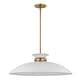 preview thumbnail 1 of 3, Perkins 1 Light Large Pendant Matte White with Burnished Brass