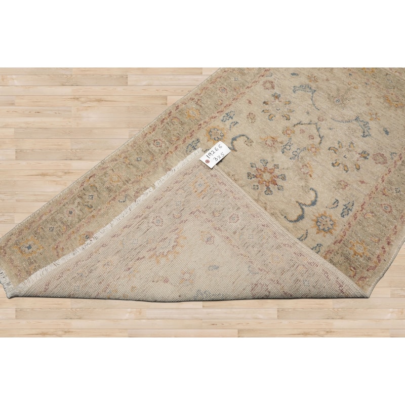 3x5 Beige Hand Knotted Afghan Transitional Oushak Wool Rug - 3' x 5'