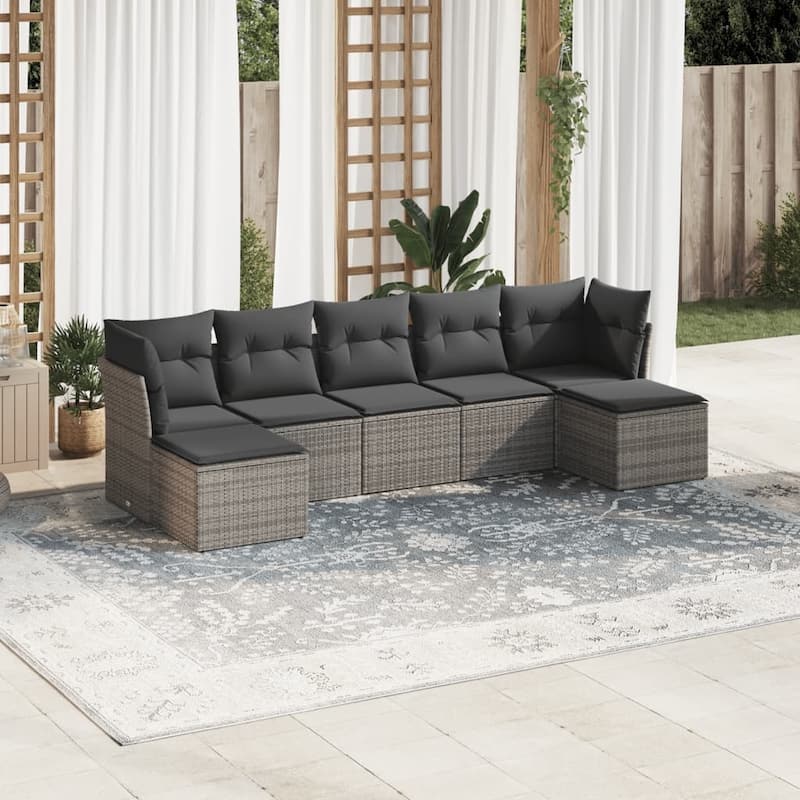 vidaXL Garden Sofa Set Grey Poly Rattan Large Modular Garden Sofa Set - 21.7 x 21.7 x 14.6