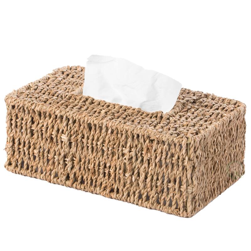 Natural Woven Seagrass Wicker Tissue Box Cover Holder - Rectangle