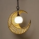 preview thumbnail 8 of 8, Farmhouse 1-light Crescent Wood Beaded Pendant Chandelier