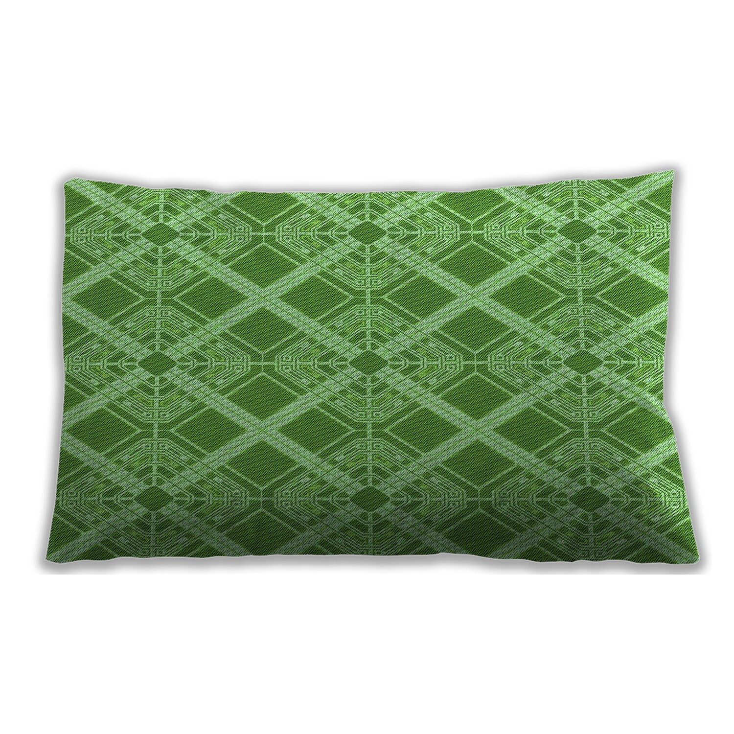 Ahgly Company Patterned Indoor Outdoor Emerald Green Lumbar Throw Pillow