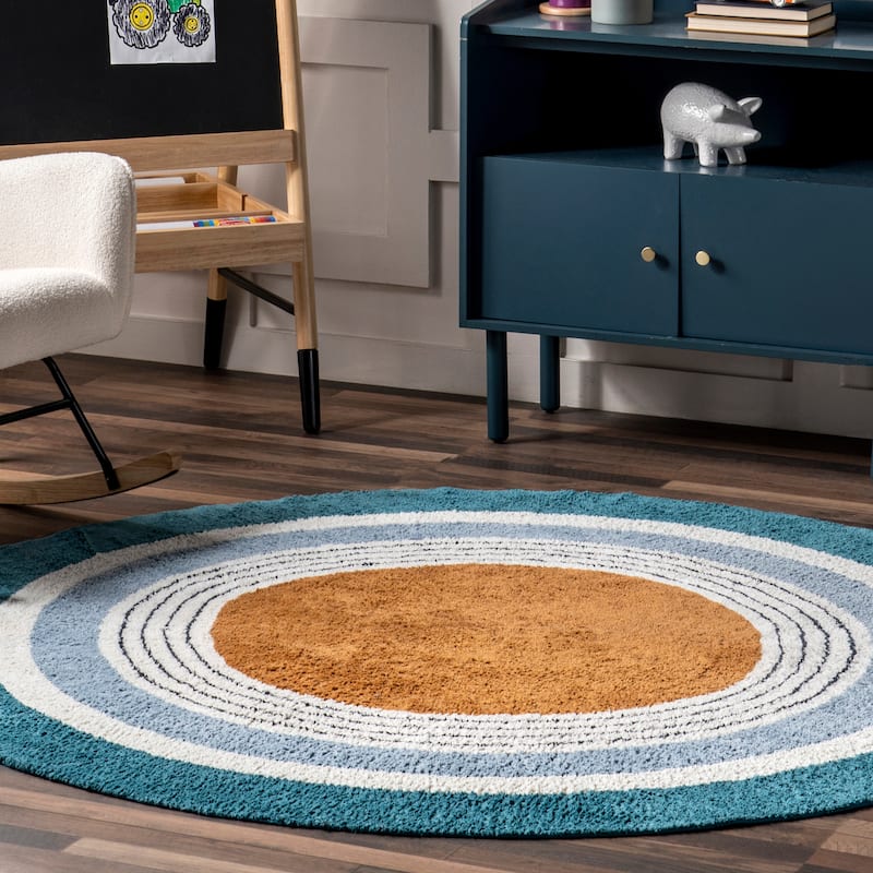 Nuloom Nydia SpinClean Circular Kids Machine Washable Area Rug