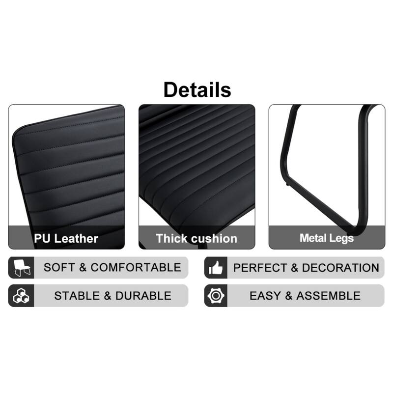 22 in.W Armless Sofa Chair with PU Backrest Paired with Metal Legs