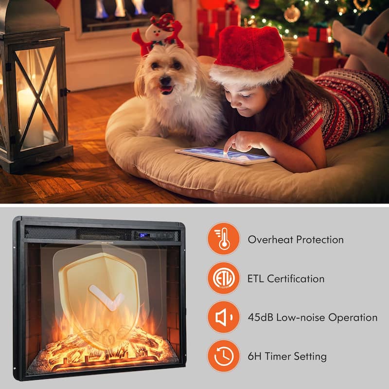 Costway 26 Inch Recessed Electric Fireplace heater W/ Remote Control - See Details