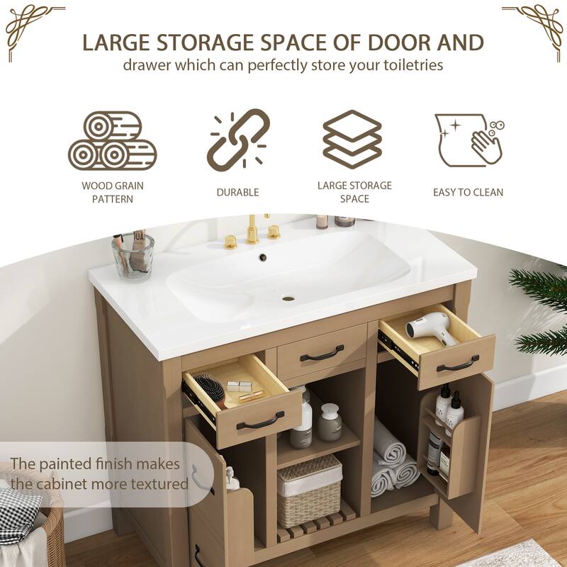 36''Modern Bathroom Storage with Undermount Sink,with 2 Drawers