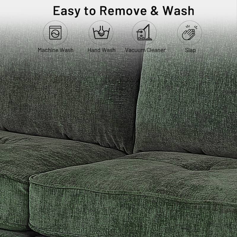 Modern 82 in. Square Arm Chenille Upholstered Rectangle Loveseat Sofa with USB Ports