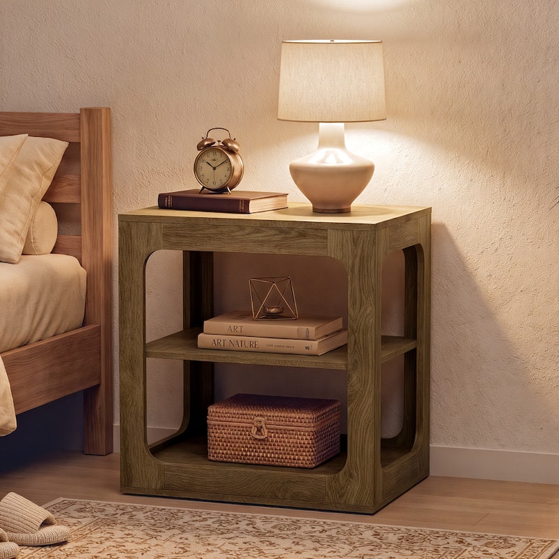 3-Tier End Table with Storage Shelves