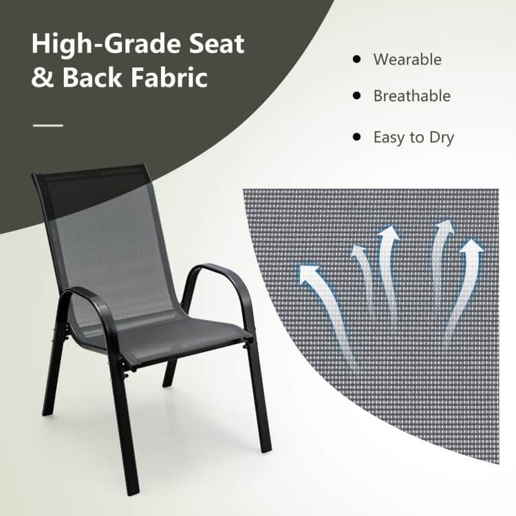 4 Pieces Stackable Patio Dining Chairs Set with Armrest - 29" x 21.5" x 35.5" (L x W x H)