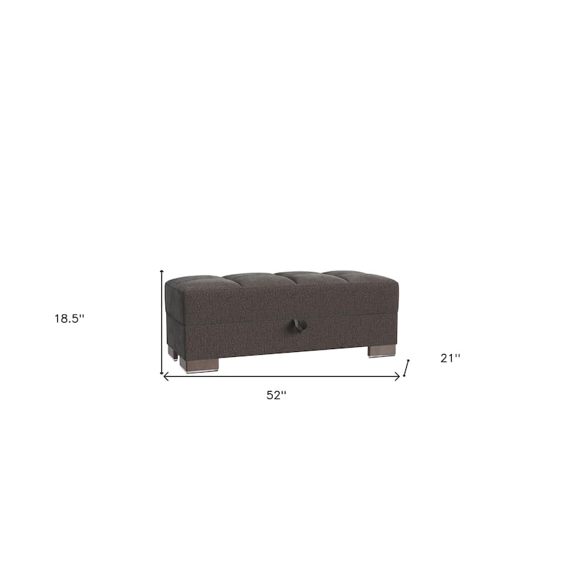 HomeRoots 52" Dark Gray and Brown Chenille Tufted Storage Ottoman