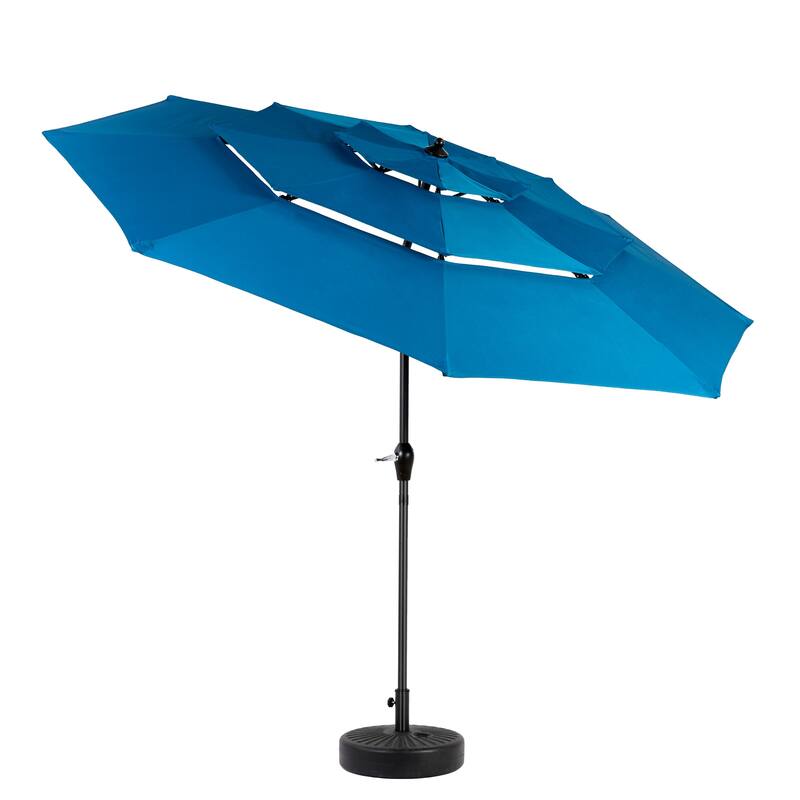 9.64 ft. Steel Market Outdoor Patio Umbrella with 8 Ribs, 3 Tier Auto-tilt Umbrella, (Base Not Included)