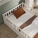 preview thumbnail 10 of 38, Twin Children's Floor Bed Frame with Safety Fence & Door, Wooden Bed for Kids' Play and Sleep, Durable Pine Construction, White