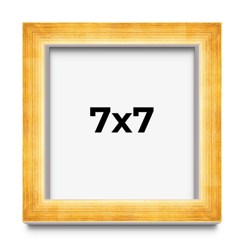7x7 Shadow Box Frame Gold | 1.625 Inches Deep Real Wood Traditional