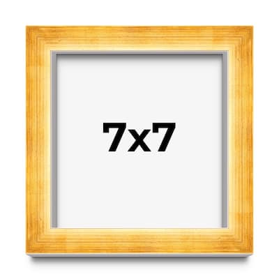 7x7 Shadow Box Frame Gold | 1.625 Inches Deep Real Wood Traditional