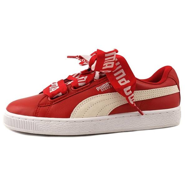 Shop Puma Basket Heart De Women Round Toe Leather Red Sneakers