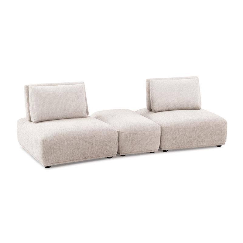 Stavan Modular Curved 2 Seater Sofa, Light Brown Adjustable Seat Depth