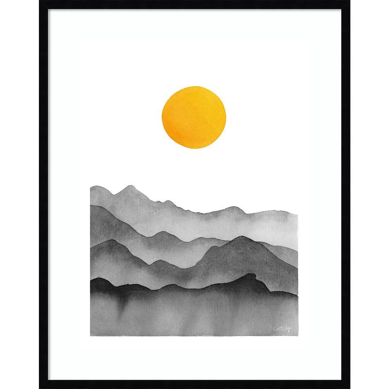 Black Yellow Mountain Range Silhouette by Cat Coq Framed Wall Art Print