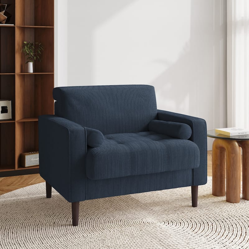 Aronas Modern Corduroy Wide Accent Chair with Pillows
