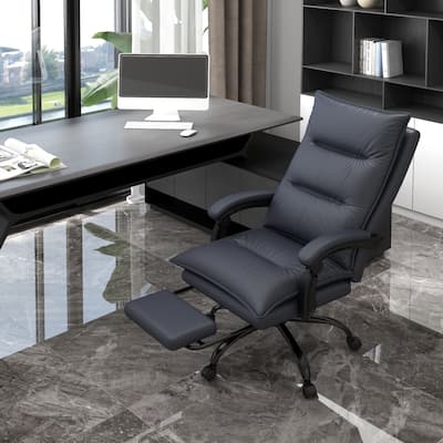 Microfiber Office Chair 6 Point Massage Recliner Chair Adjustable Desk Chair with Lumbar Heating and Extendable Footrest