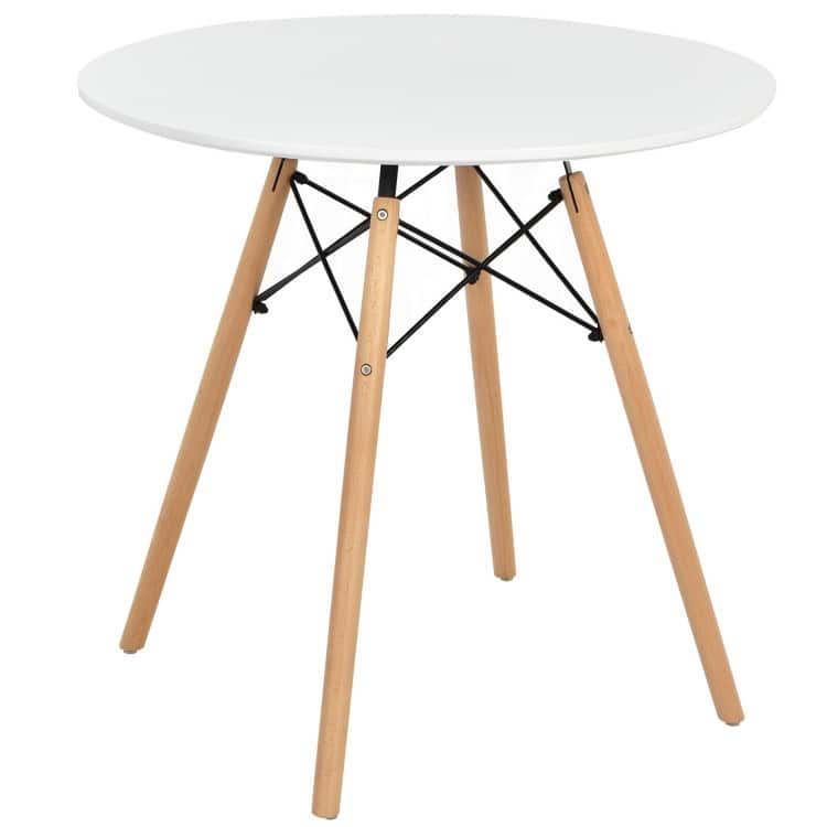 Round Modern Dining Table with Solid Wooden Leg-White - 31.5" x 29.5" (Dia x H)