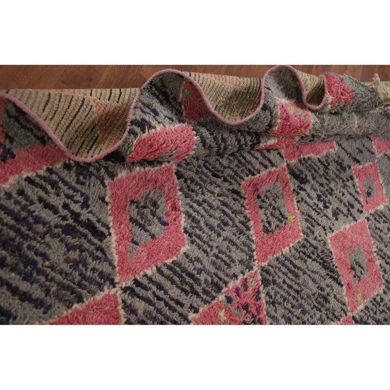 All-Over Geometric Moroccan Area Rug Handmade Wool Carpet - 5'10" x 9'7"