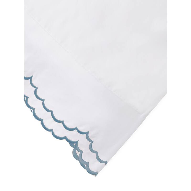 Percale Cotton Double Scalloped Embroidered Crisp Sheet Set