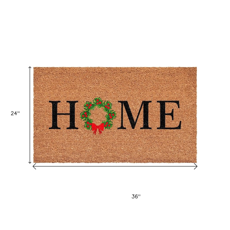 HomeRoots 24" X 36" Brown And Green Christmas Home Outdoor Coir Door Mat - 24.00' X '36.00