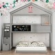 preview thumbnail 2 of 16, Twin over Full House Bunk Bed with Storage and Blackboard