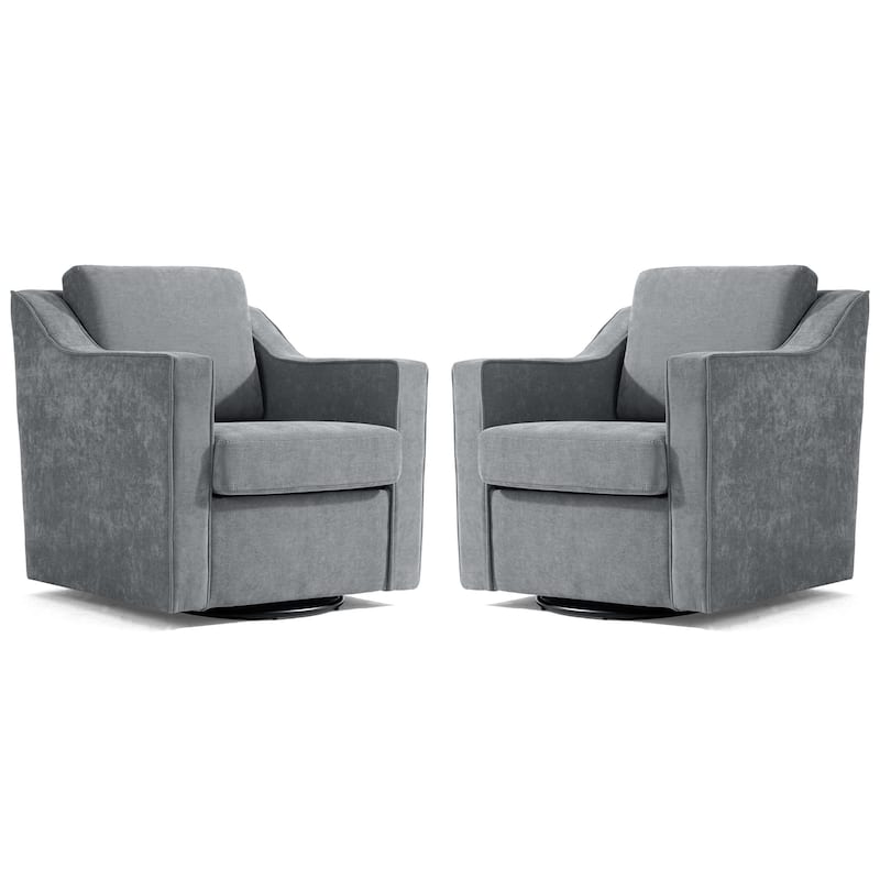 Chenille/Leather Swivel Barrel Chair(Set of 2) Modern Club Chair by UIXE