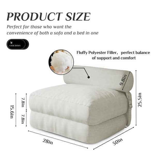 dimension image slide 1 of 2, WOWMAX Convertible Folding Sofa Bed Folding Chair Bed with Back Bolster