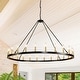 preview thumbnail 8 of 16, 54-inch Round Wagon Wheel 24-light Chandelier