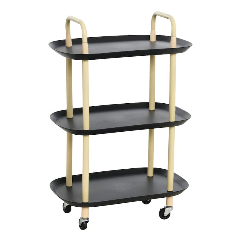 Plastic and Metal 3-Tier Trolley - N/A