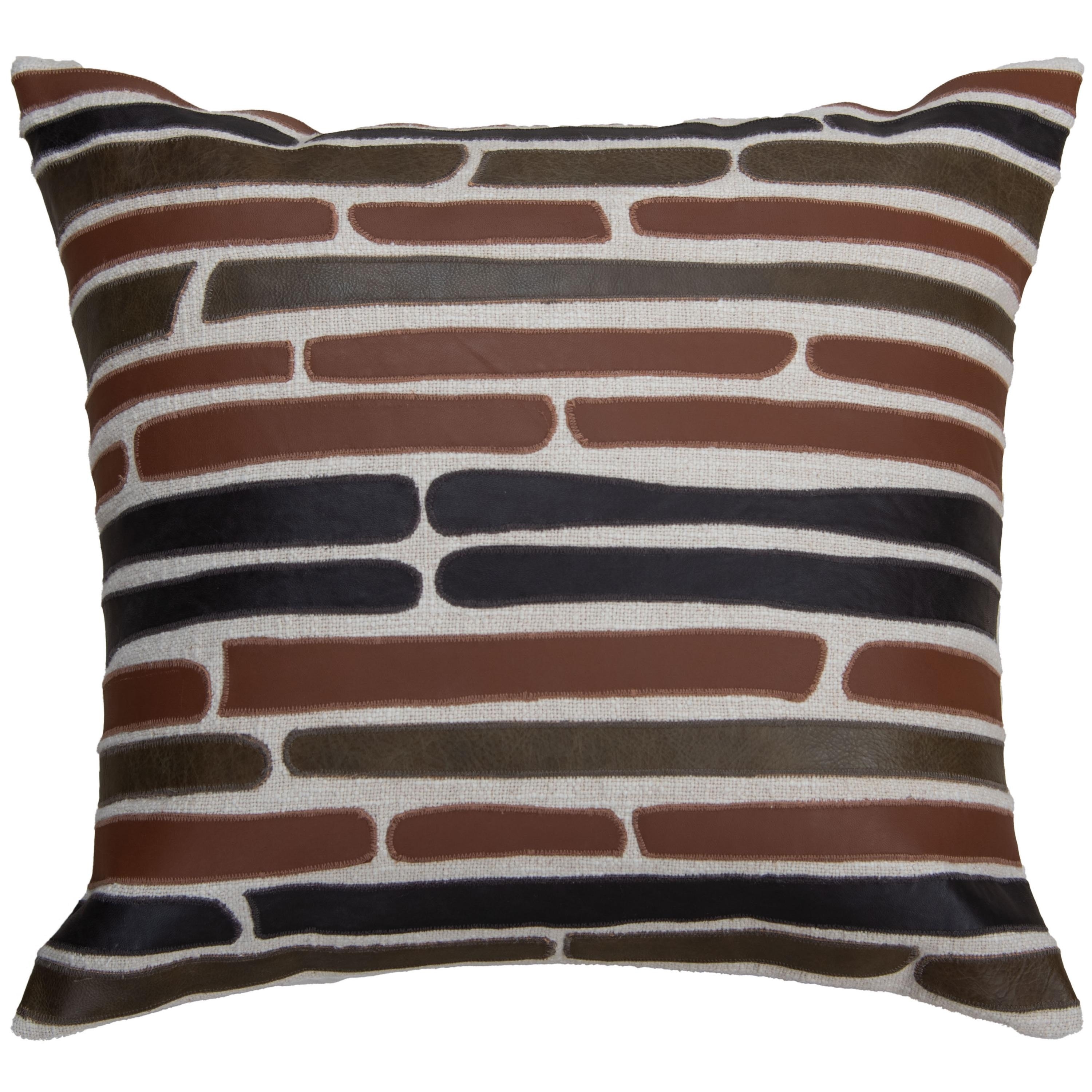 Rizzy Home Abstract Leather Striped Throw Pillow, 20x20