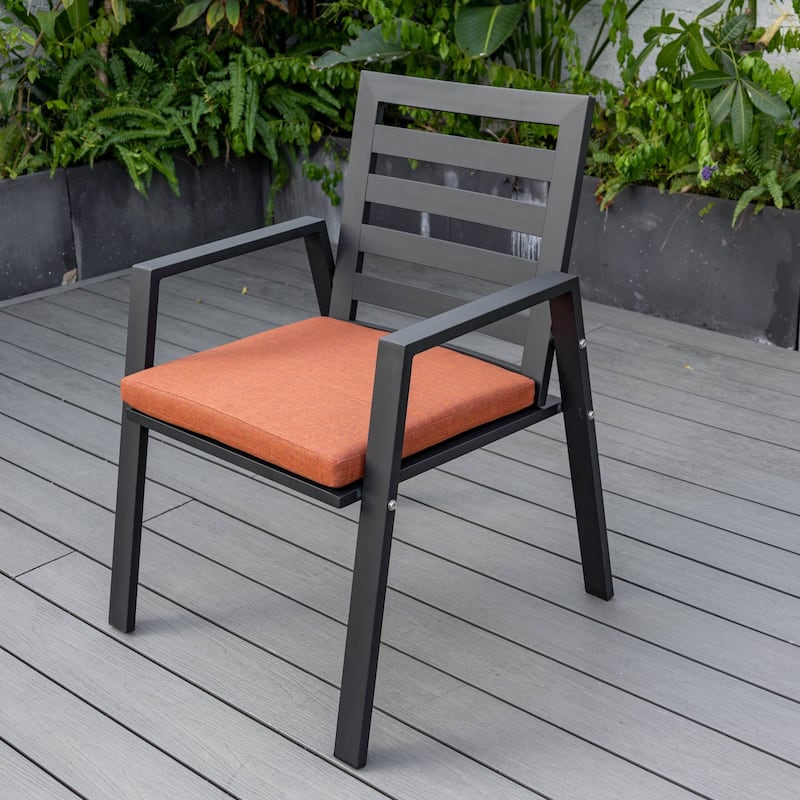 LeisureMod Chelsea Patio Dining Armchair in Aluminum with Cushions Set of 4 - 34.84