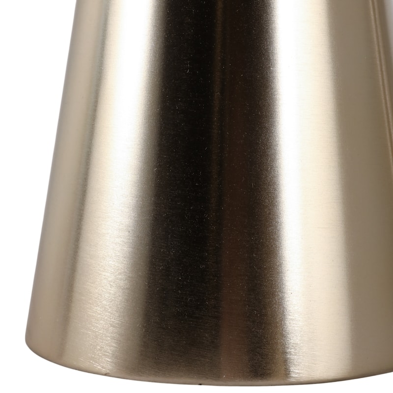 Metal Side Table Round Tray Top Tapered Base Narrow Accent - 20" Gold - 12" x 12" x 20"