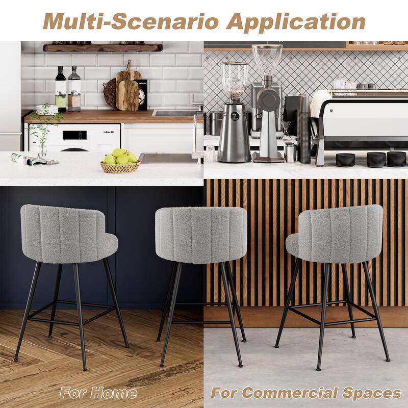 Upholstered Counter Height Barstools with Back Modern Chairs for Kitchen Island