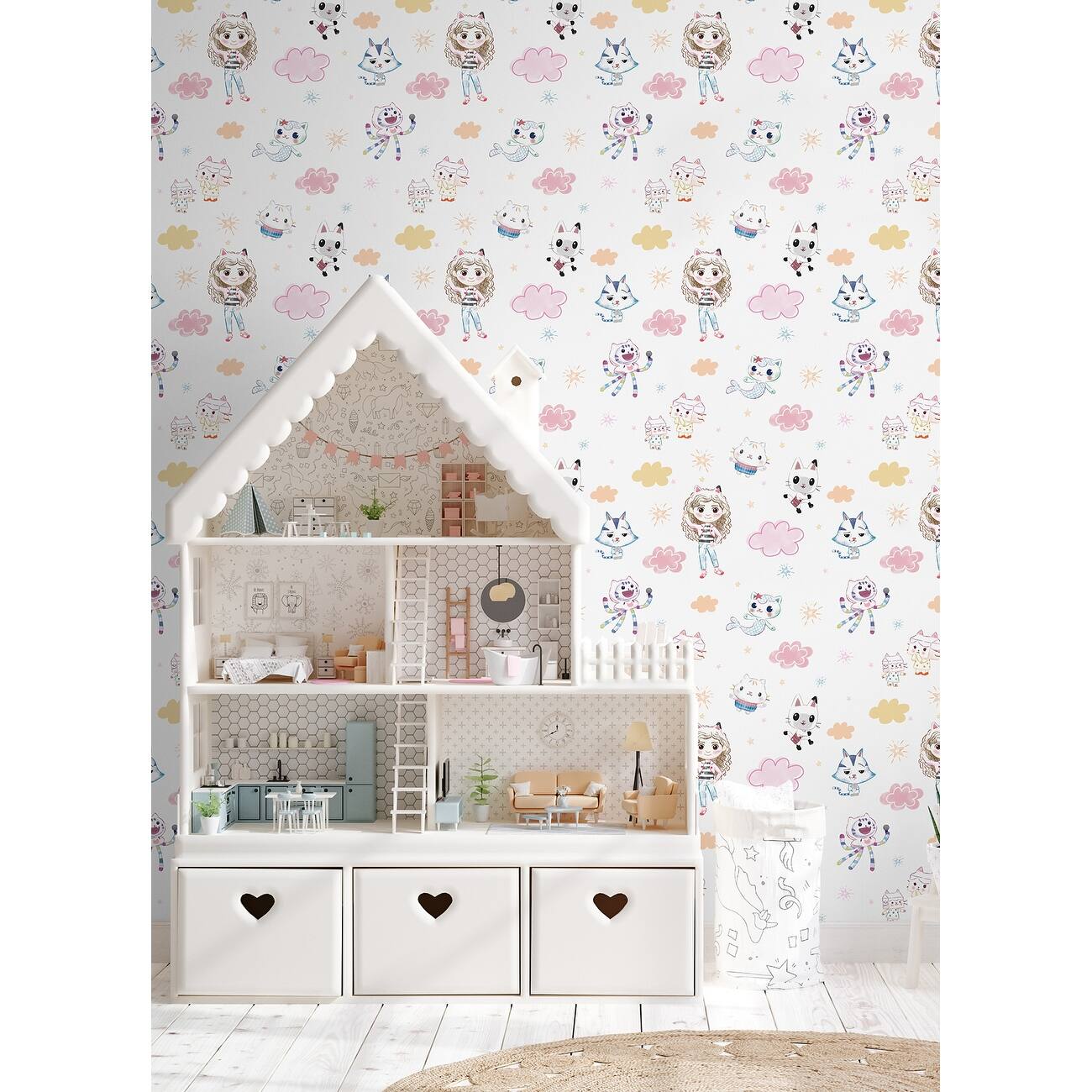 Gabby's Dollhouse Sketch Characters Peel and Stick Wallpaper by