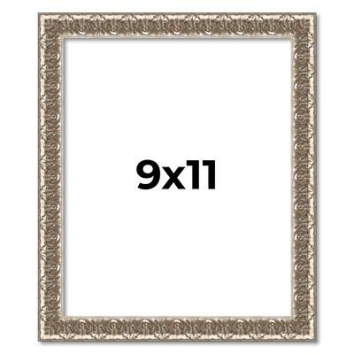 9x11 Frame Silver Versailles Ornate Solid Wood Picture Frame | 1 Inch