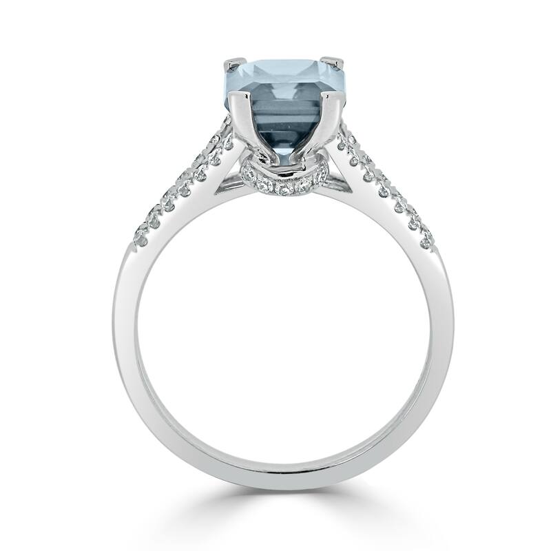 Auriya 1 1/4ct Fancy Emerald-cut Aquamarine and Diamond Engagement Ring 1/4ctw 14k Gold