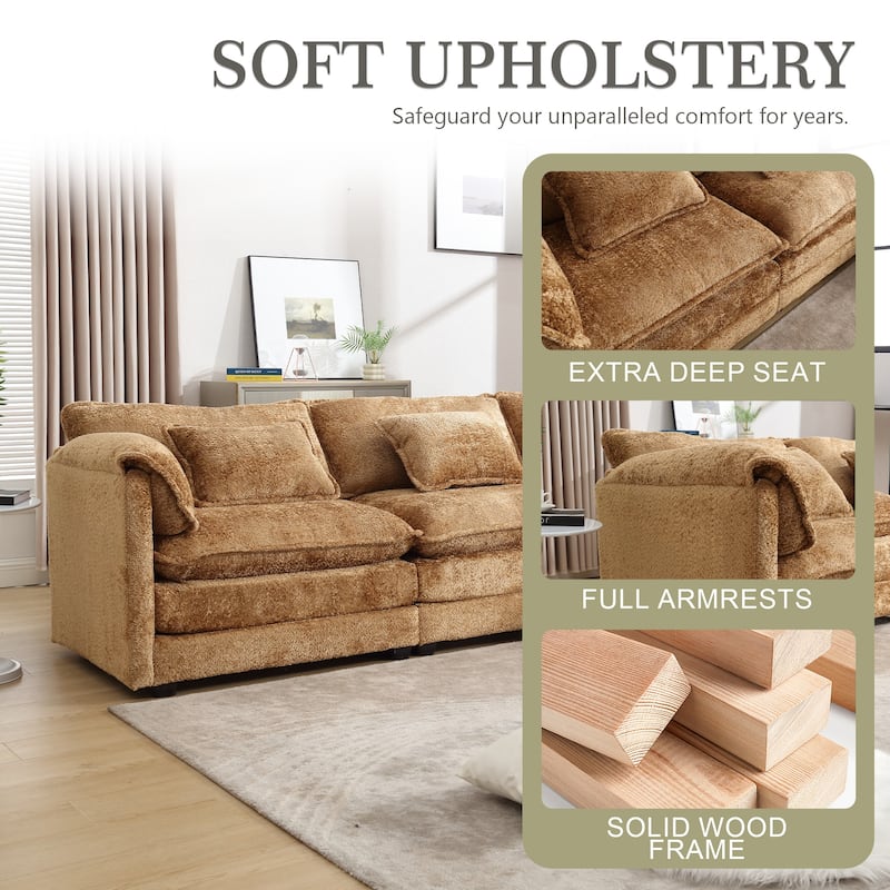 Chenille Fabric L-Shape Comfy Oversized three-seat Modular Sectional Sofa