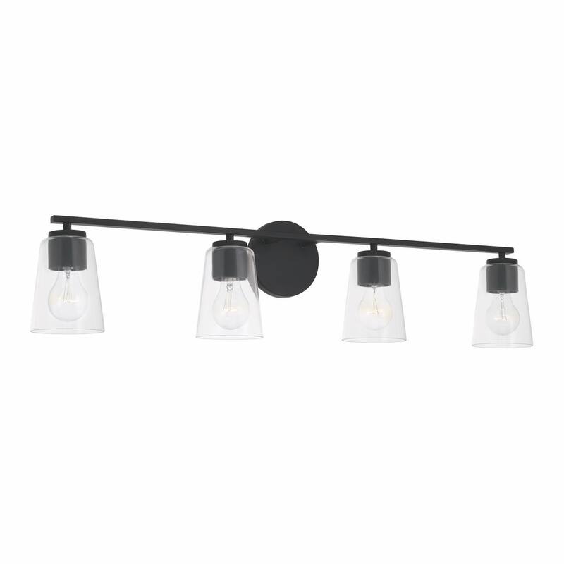 Portman 4-light Bath/ Vanity Fixture w/ Clear Glass - Matte Black