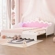 preview thumbnail 2 of 36, Roomfitters Twin Extending Daybed with Lights, Modern Upholstered Princess Daybed Featuring Crown Headboard White - Twin