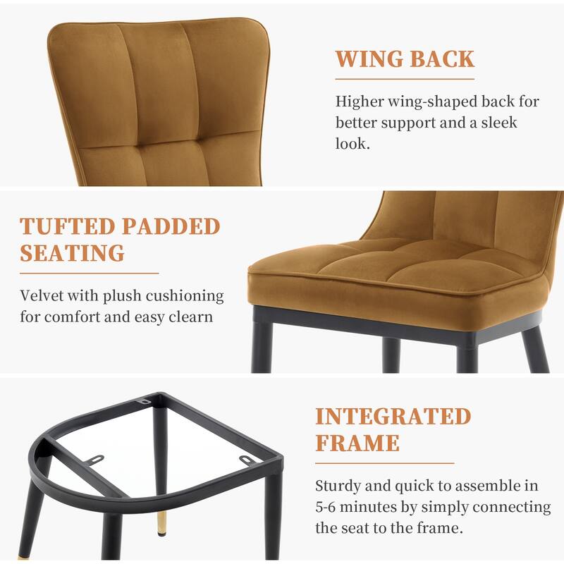Modern Velvet Upholstered Dining Chairs, Set of 2/4 - 35.8"H x 18.9"W x 23.2"D