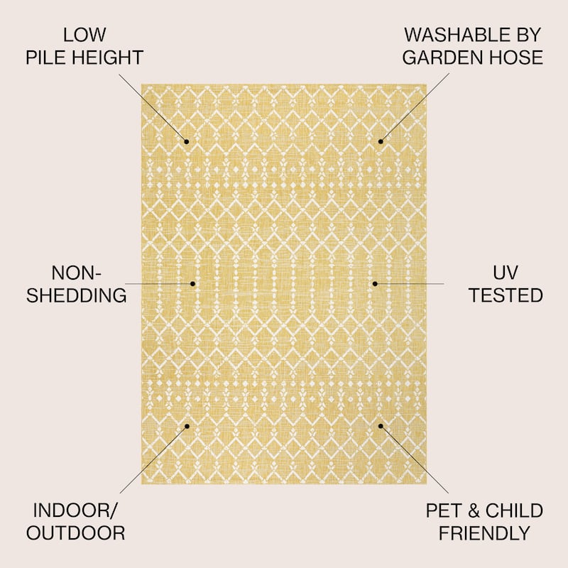 JONATHAN Y Trebol Moroccan Geometric Textured Weave Indoor/Outdoor Area Rug