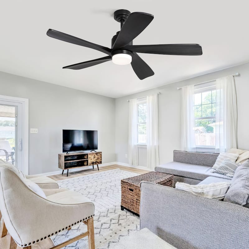 52 Inch Smart LED Ceiling Fan With 5 Solid Wood Blades and Remote Control