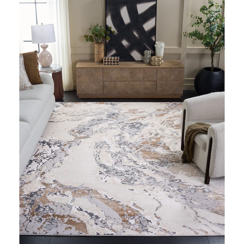 SAFAVIEH Aura Daniela Modern & Contemporary Rug - 7' x 10' Oval - Beige/Grey