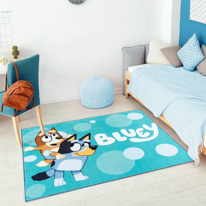 Licensed BBC Bluey Digital Printed Non-Slip Plush Polyester Youth Area Rug 3x5 - 3' 4" x 4' 6"
