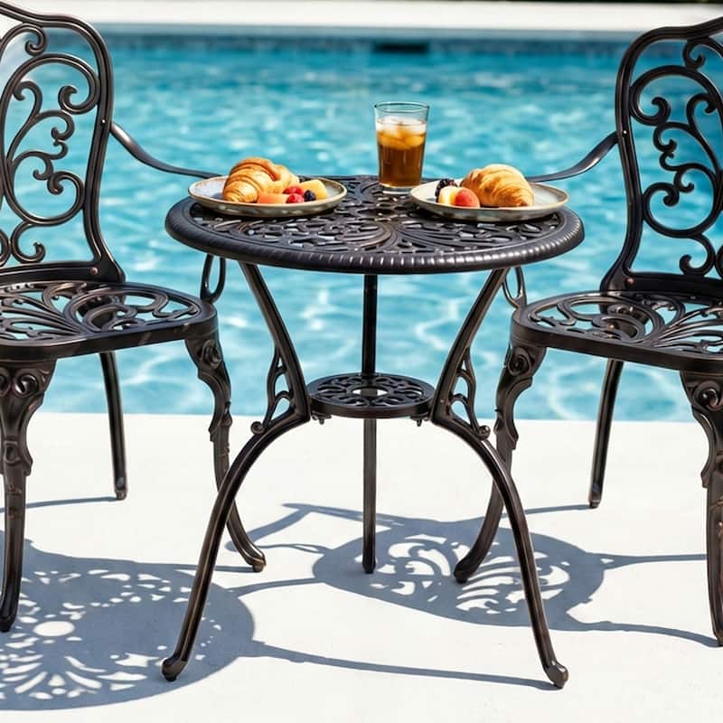 Christopher Knight Home - Aluminium Outdoor Patio Side Table with Decorative Design