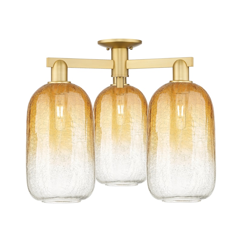 Innovations Lighting 716-3F-17-25 Brookhaven Cloche Semi-Flush - Satin Gold / Amber