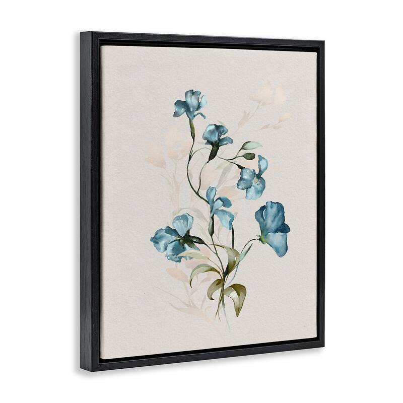 Stupell Blue Flower Herbs Framed Floater Canvas Wall Art Design By Susan Jill